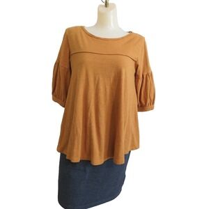 Peruvian Connection Shirt Womens XS Terracotta 100% Cotton‎ Soft Short Sleeve